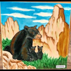 11.75x11.75 Muddy Waters Bears Decorative Artwork on Tile
